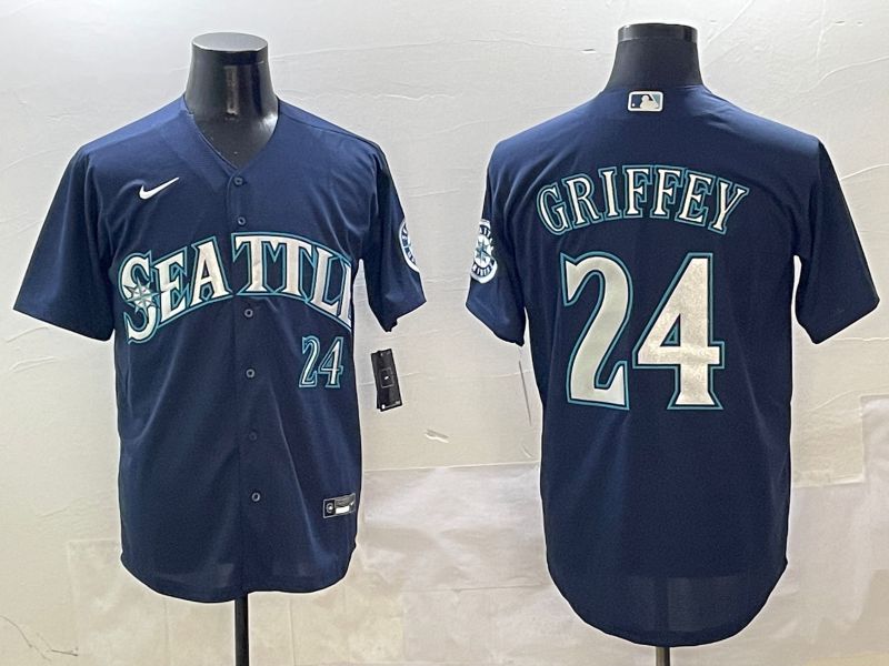 Men Seattle Mariners #24 Griffey Drak Blue Game 2025 Nike MLB Jersey style 1